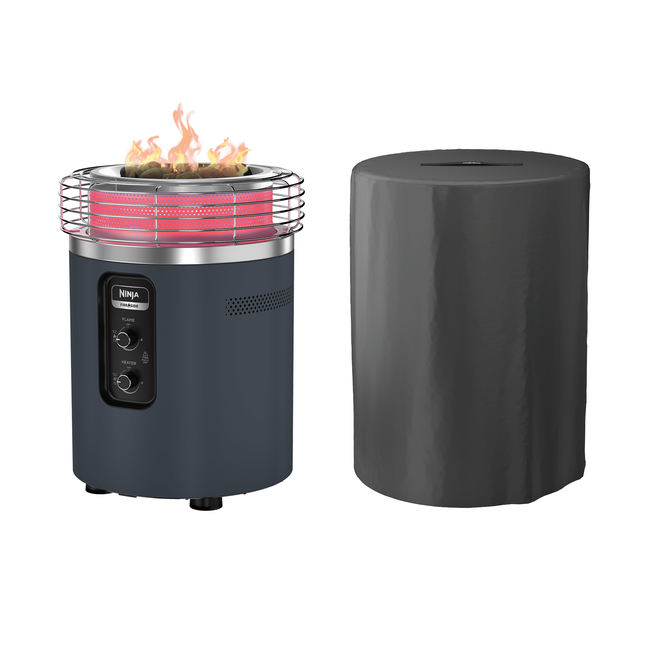 Ninja Fireside360 Outdoor Heater & Fire Pit with Cover Bundle in Cyberspace Blue