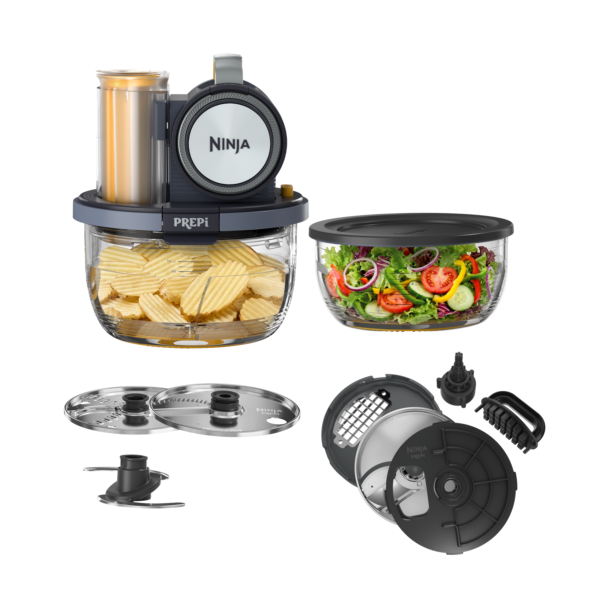 Ninja PREPi 6-in-1 Prep System: Dice, Chop, Slice, Crinkle, Shred, Puree in Blue