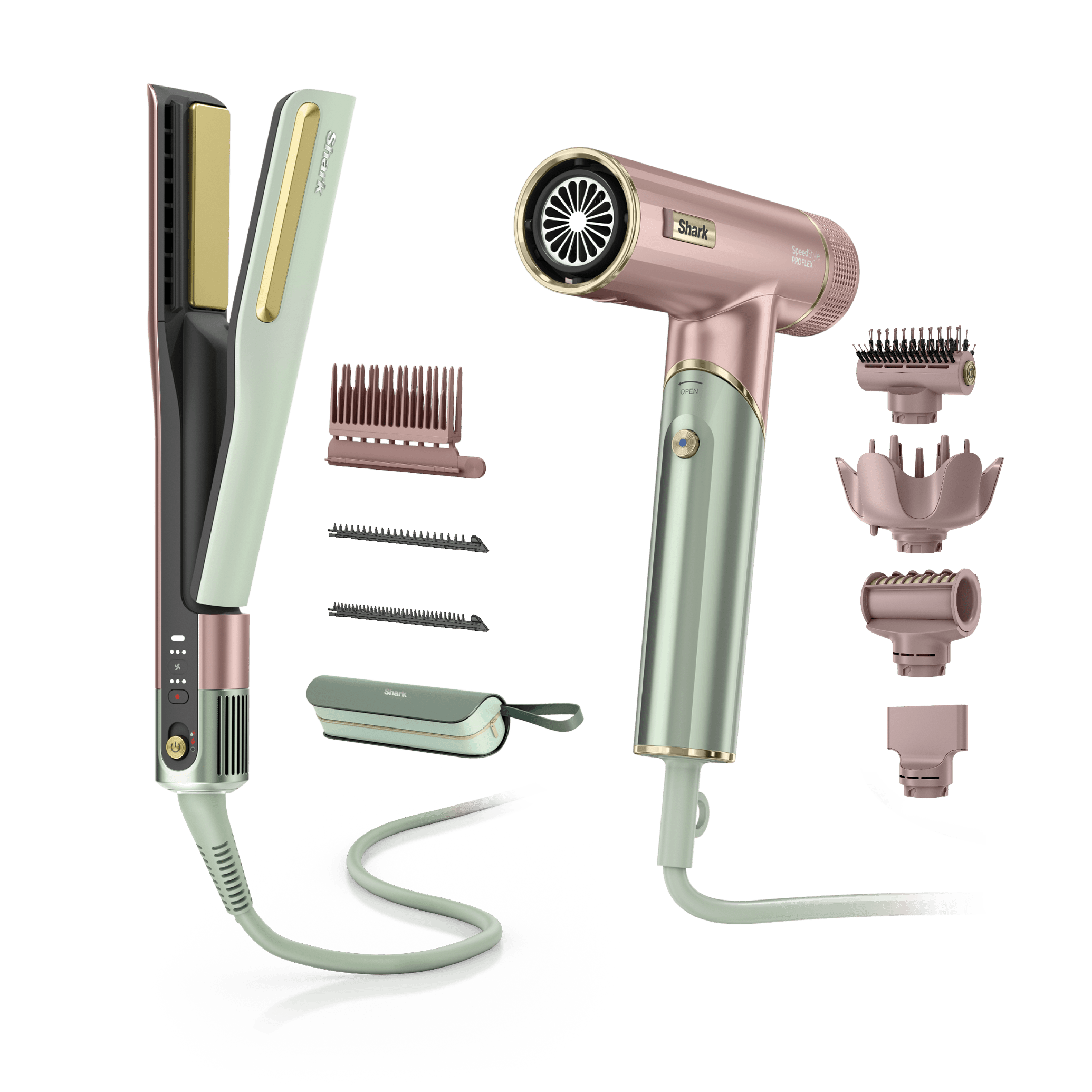 Shark SpeedStyle™ Hair Dryer & SilkiPro™ Straightener Bundle in Strawberry Matcha