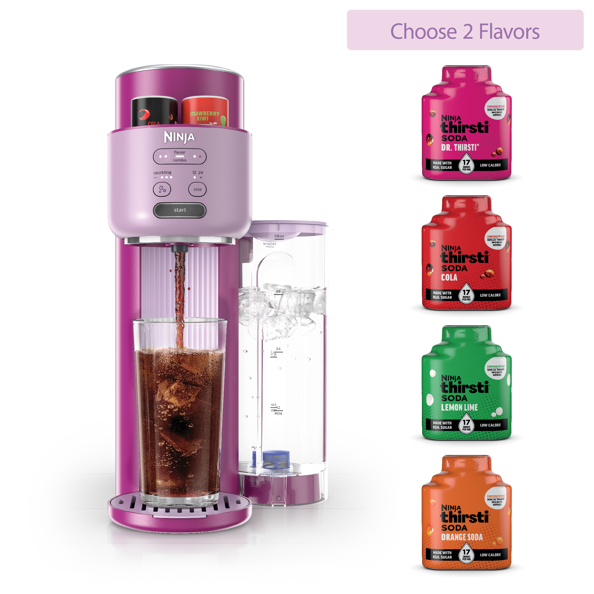 Ninja Thirsti™ Soda Machine in Pink and Drink Mix Bundle