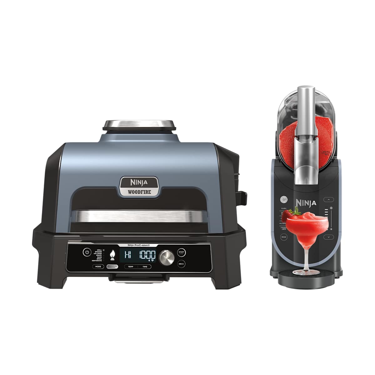 Ninja Woodfire XL Grill and Slushie Machine Bundle in Arctic Blue/Gray | FS301 | SharkNinja
