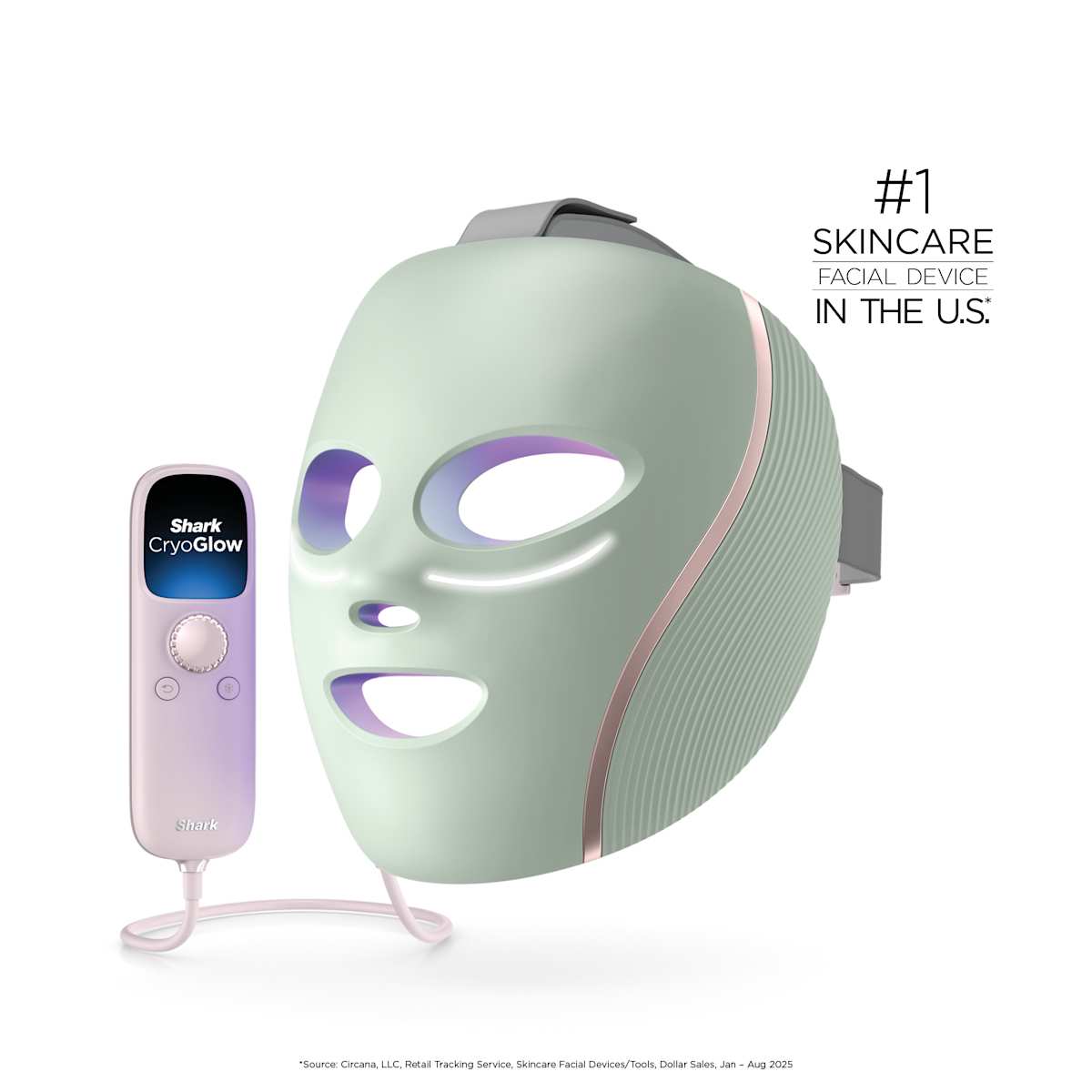 Shark Beauty CryoGlow Red Blue & Infrared iQLED Face Mask & Under Eye Cooling - Strawberry Matcha