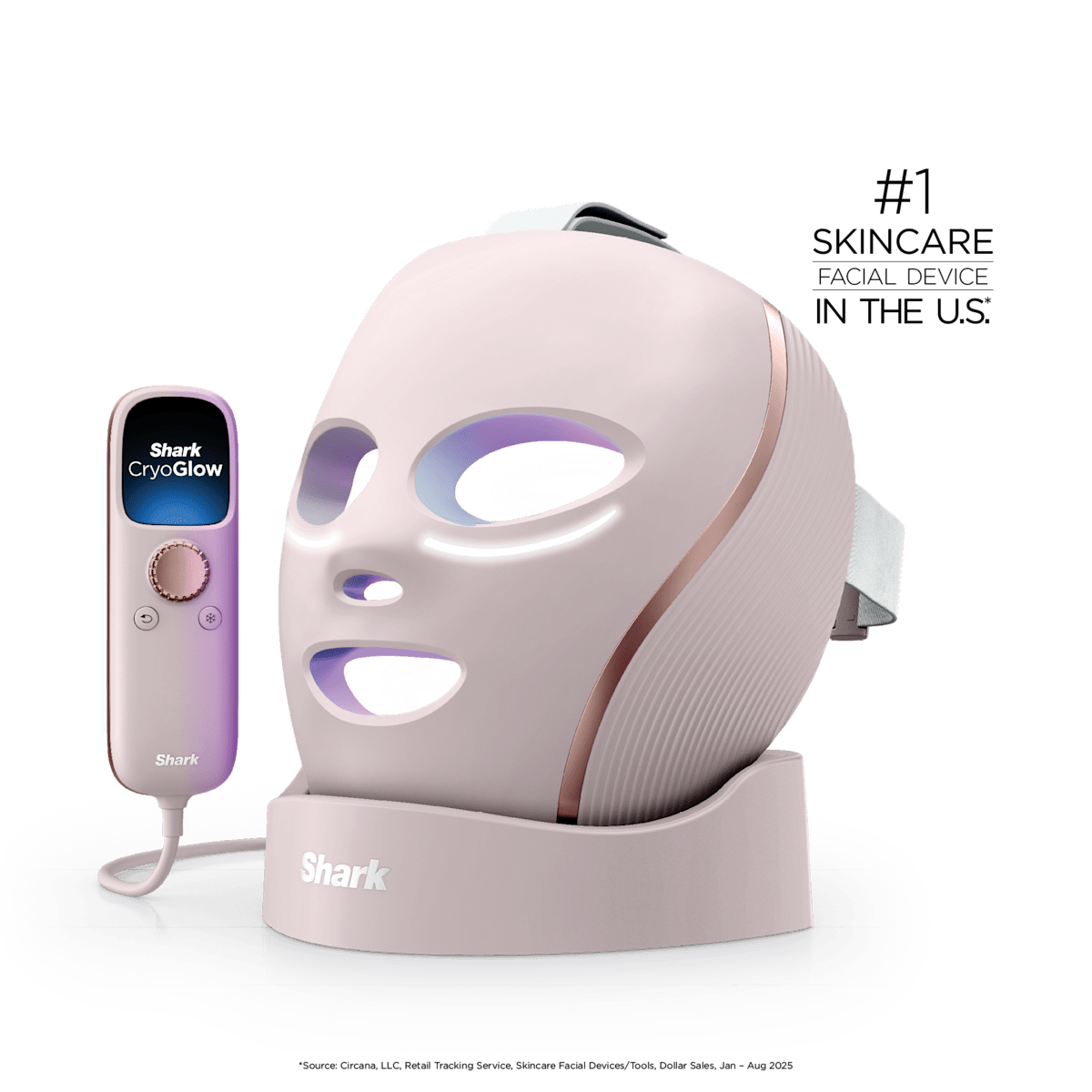 Shark CryoGlow LED Face Mask & Charging Stand in Rose Glow | FW312PK | SharkNinja