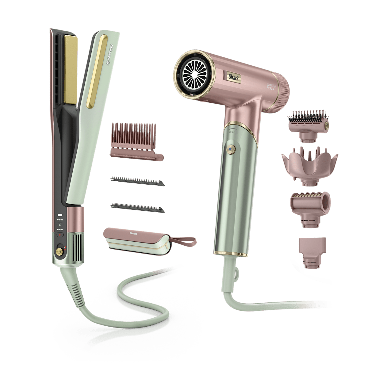 Shark SpeedStyle Hair Dryer & SilkiPro Straightener Bundle in Strawberry Matcha | HD542PK1 | SharkNinja