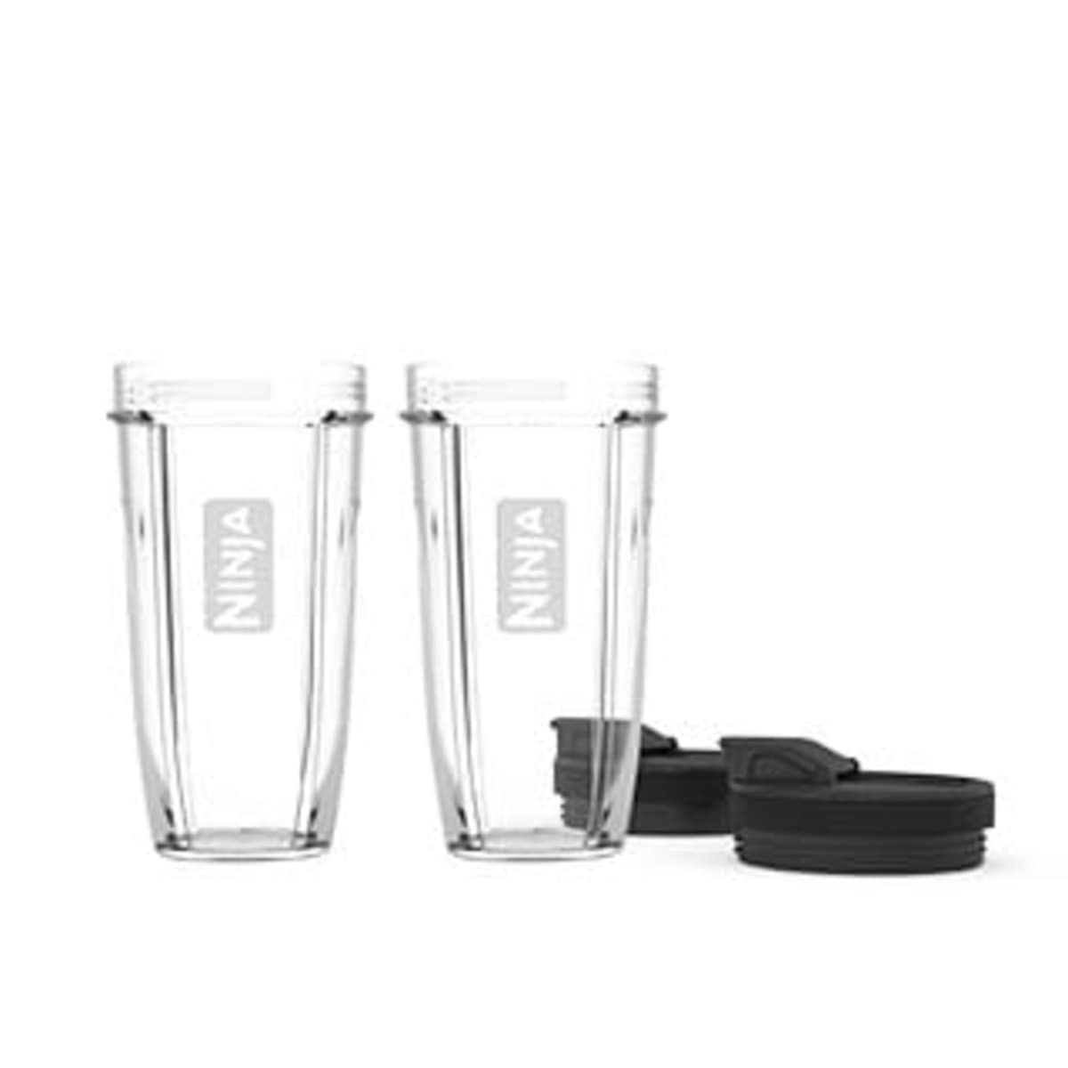 2 Pack - Nutri Ninja 24 oz. Tritan Cups with Sip & Seal Lids Blender in Clear/Black | XSK2424C | SharkNinja