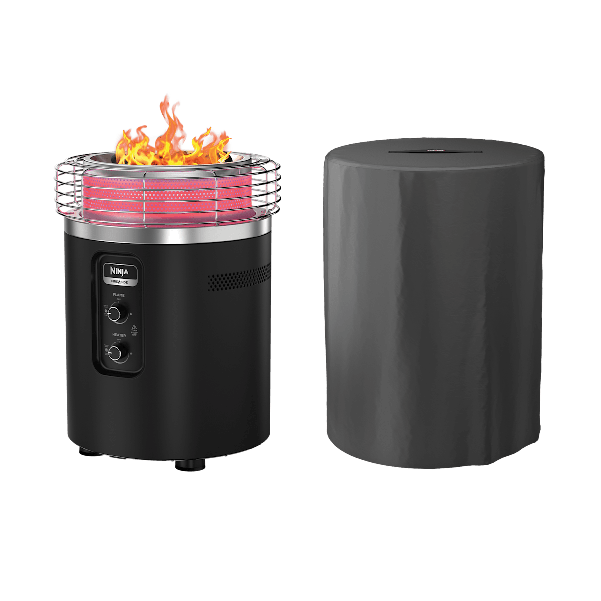 Ninja Fireside360 Outdoor Heater & Fire Pit with Cover Bundle in Black | OF101BK | SharkNinja