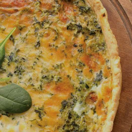 Spinach and Cheddar Quiche with Home Fries