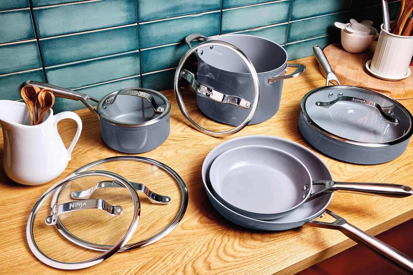 Kitchen pans on counter