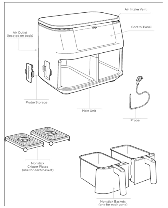 air fryer ventilation clearance diagram