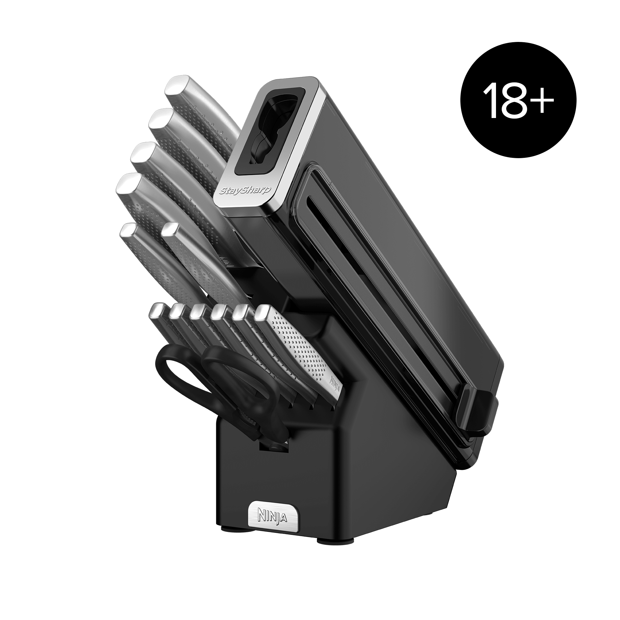 Ninja Staysharp 14-Piece Stainless Knife Set, Wood Block & Built-In Sharpener In Gris Anthracite | K62014euuk | By Sharkninja