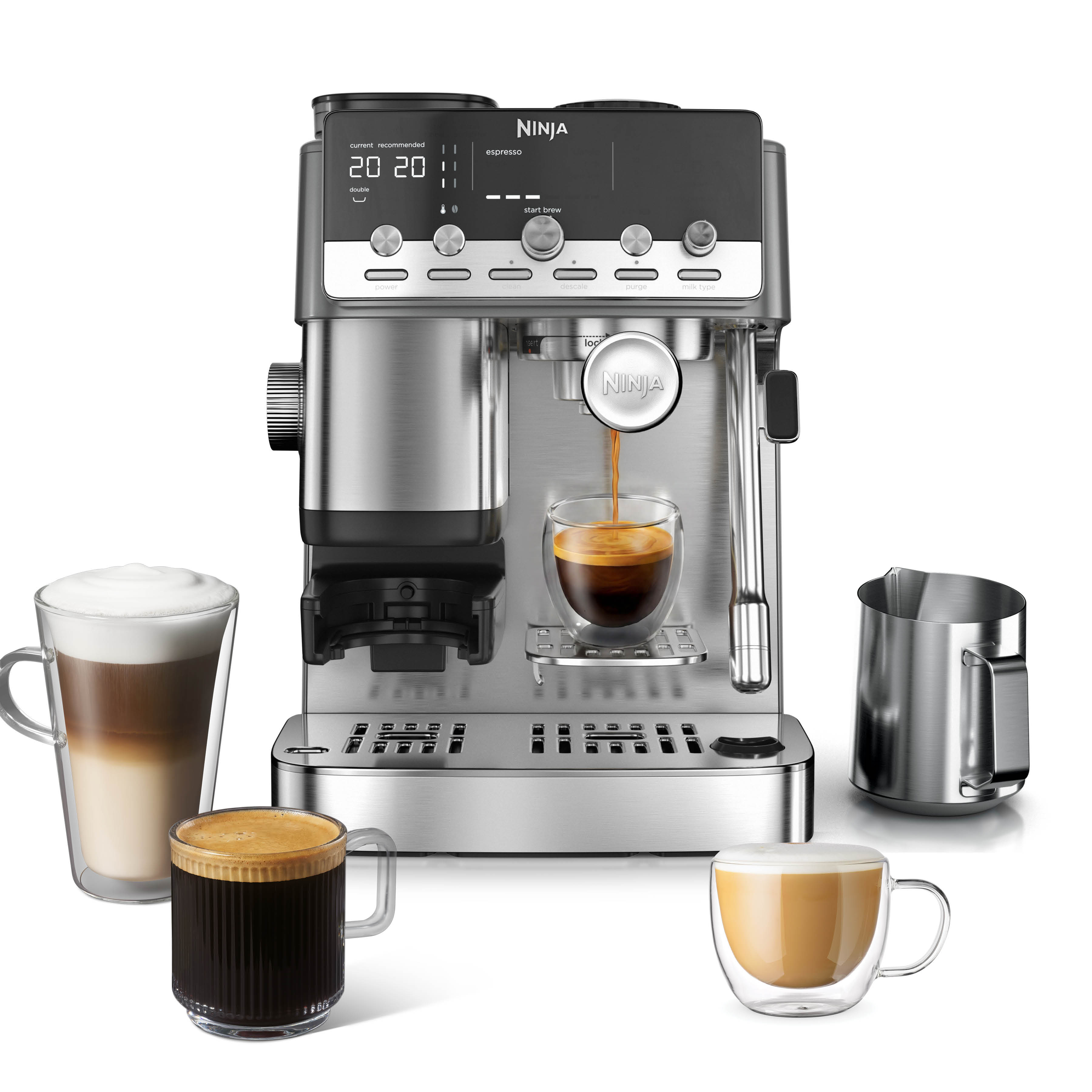 Machine à café à grains compacte semi-automatique Ninja Luxe Café MINI Plus - Argent Argent | ES352EU | par SharkNinja