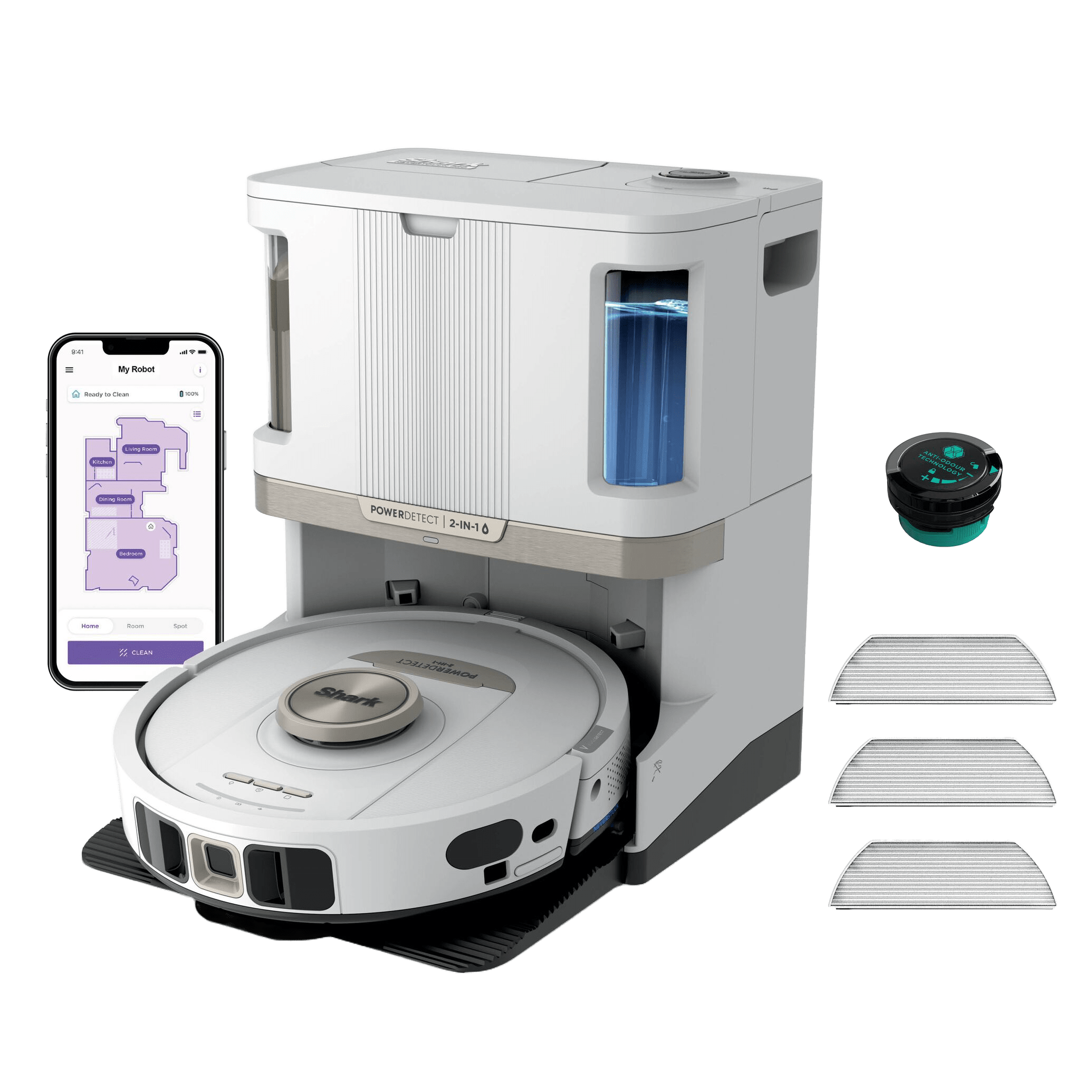 Shark PowerDetect NeverTouch Pro 2-in-1 Robot Vacuum and Mop in White