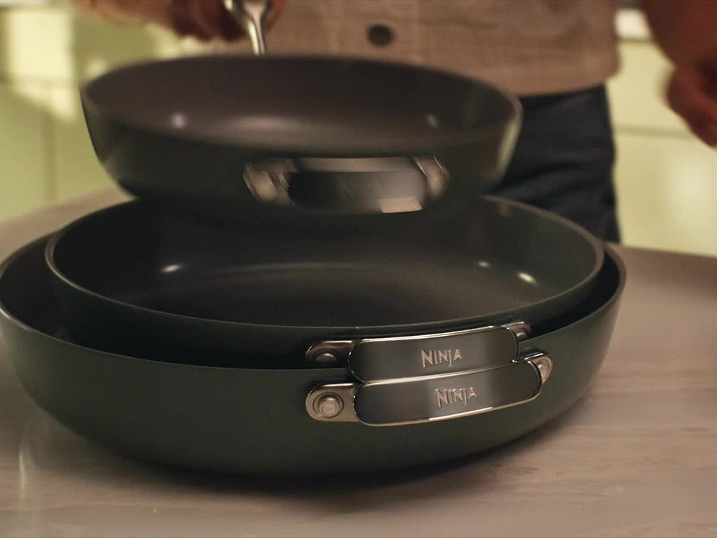 Ninja NeverQuit™ 12-Piece Ceramic Cookware Set, Bone & Silver